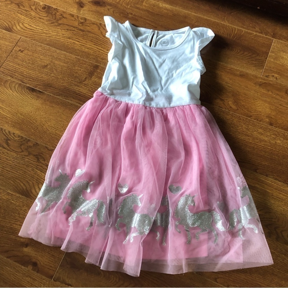Pink and white unicorn tee & tutu dress